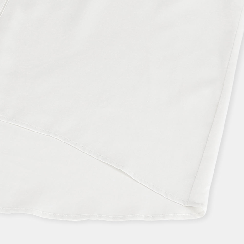 Band collar blouse with flammable voile lace