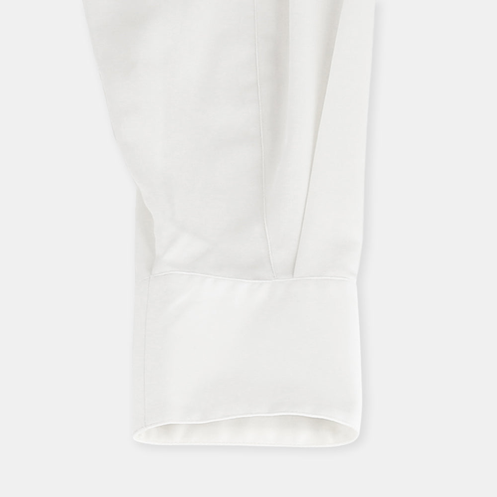 Band collar blouse with flammable voile lace