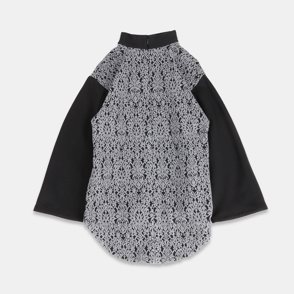 High neck pullover with tapestry pattern lace