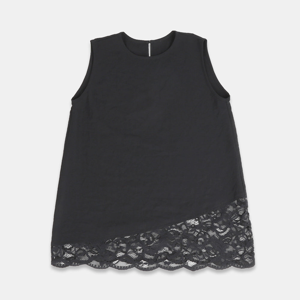 Sleeveless pullover with scalloped lace