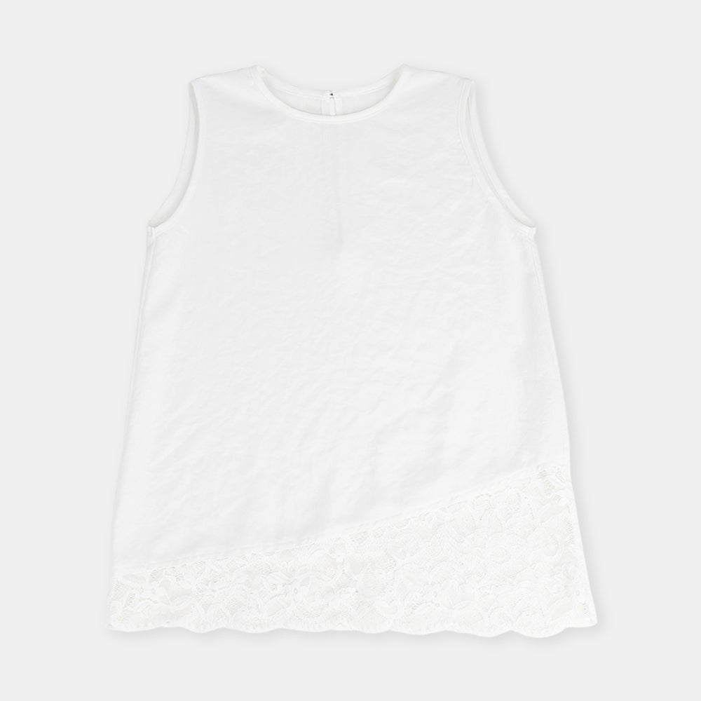 Sleeveless pullover with scalloped lace