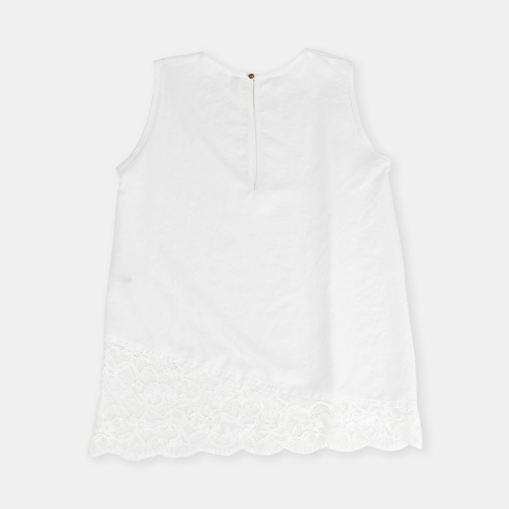Sleeveless pullover with scalloped lace