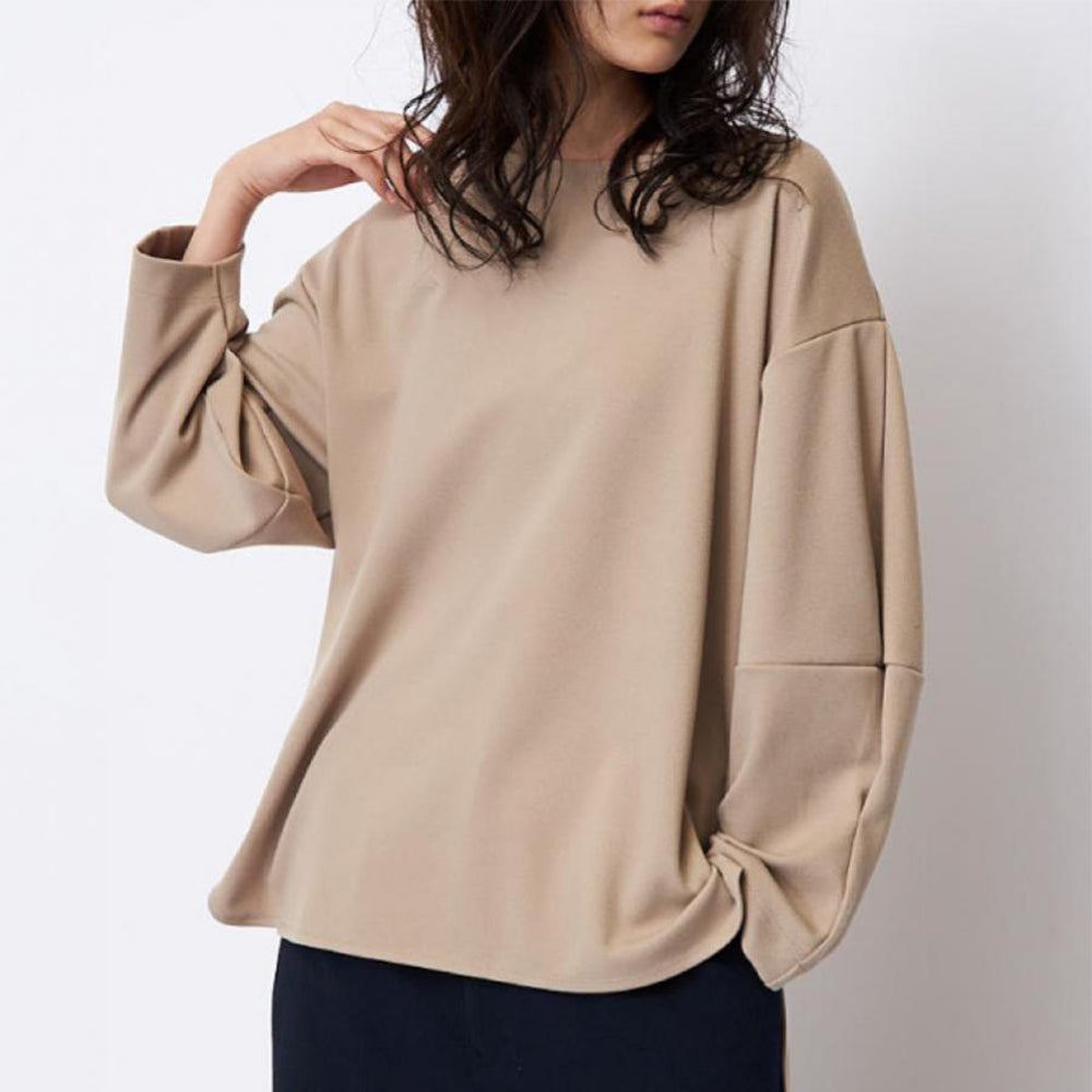 Crew neck pullover in stretch twill