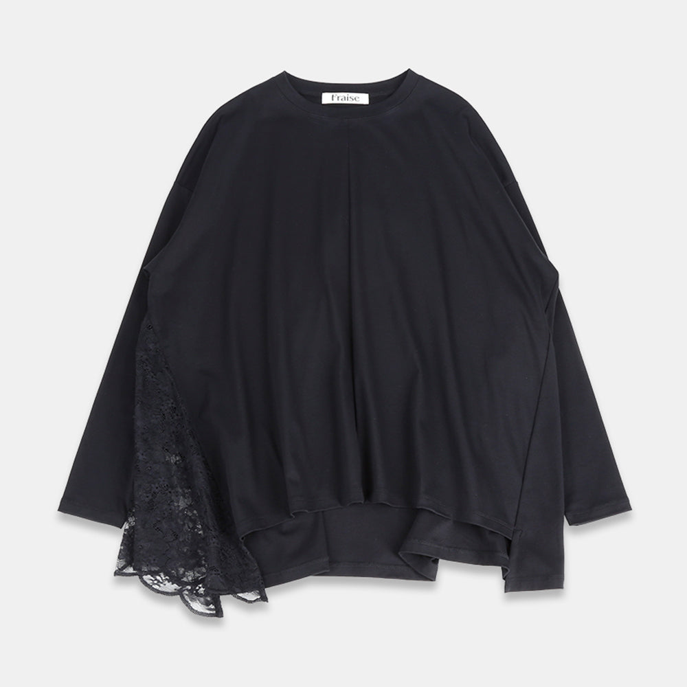 Big pullover lace-switched airflow jersey