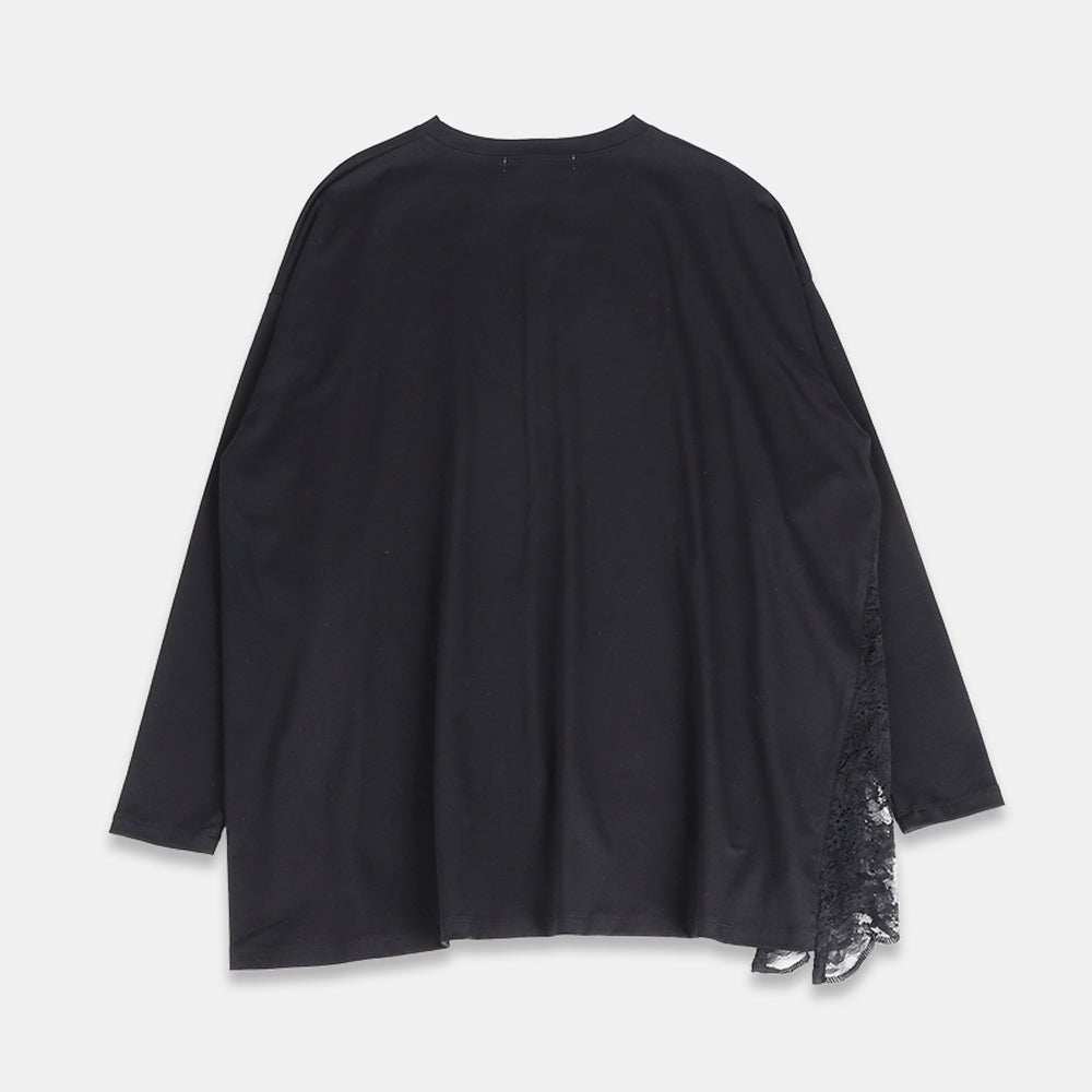 Big pullover lace-switched airflow jersey
