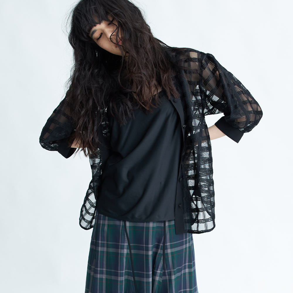 STY01/ ラッセルレース チェックブラウス