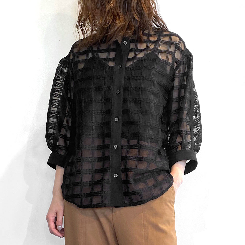 STY01/ ラッセルレース チェックブラウス