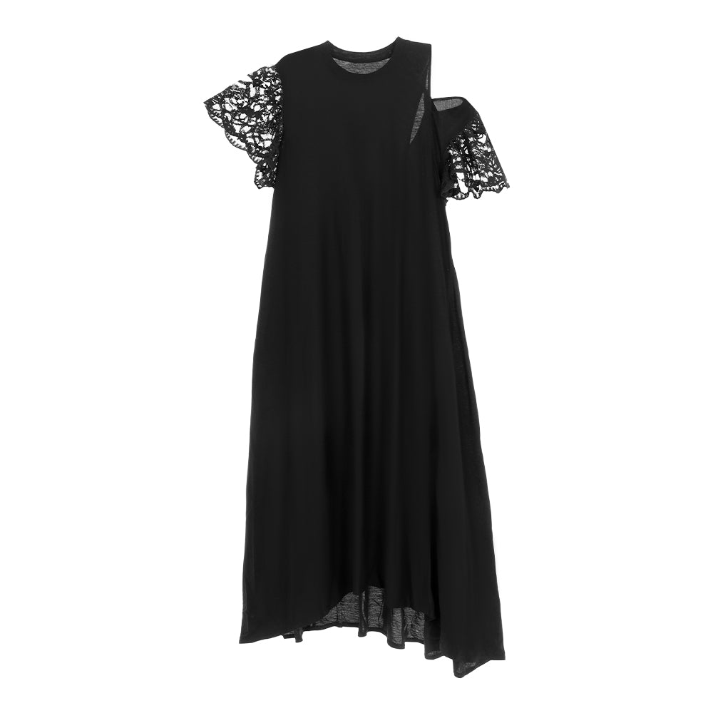 STY21 / ジャージドレス レースミックスワンピース