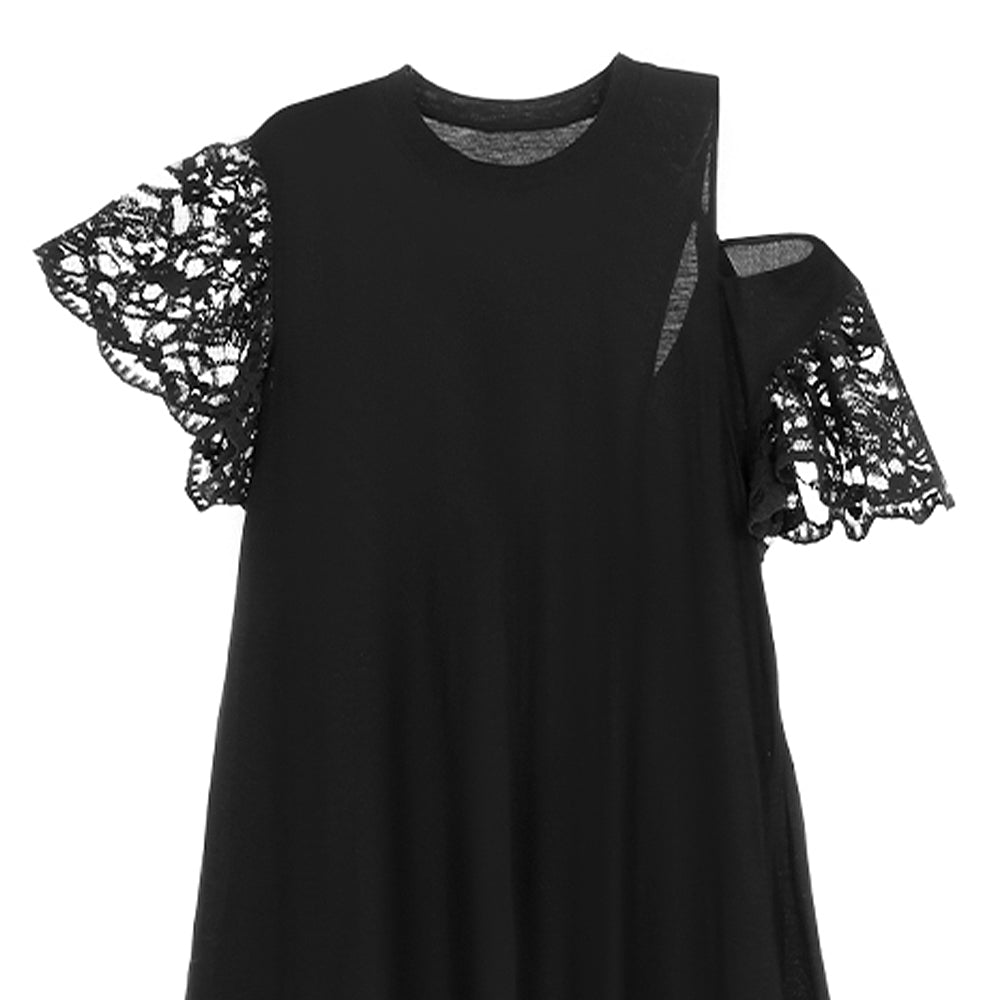 STY21 / ジャージドレス レースミックスワンピース