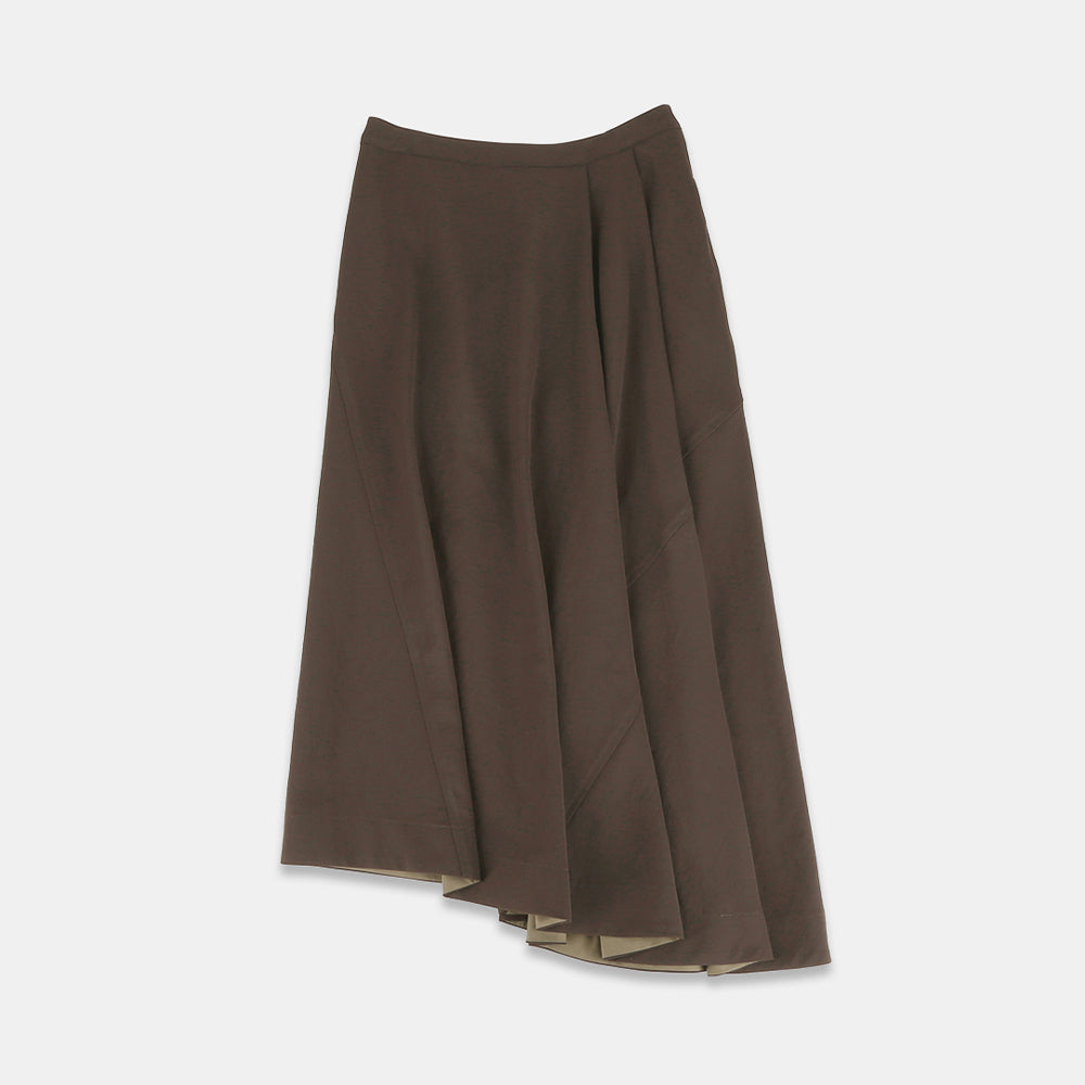 Asymmetrical skirt in dry twill washer